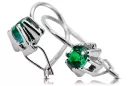Plata de ley 925 14k 583 Emerald pendientes vec053s Ruso Soviético URSS Vintage Art Deco style